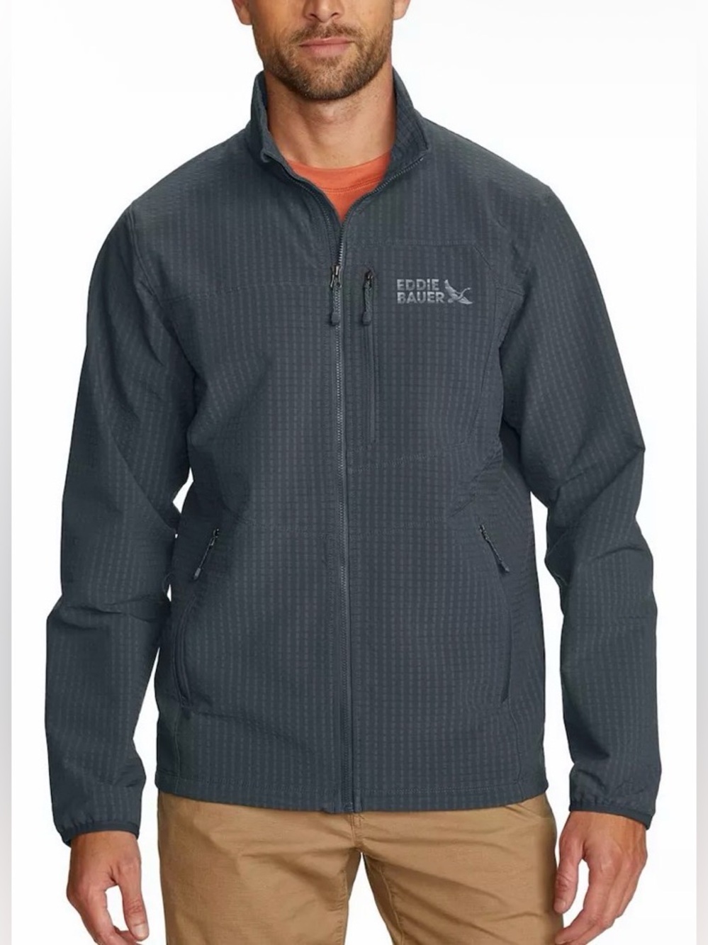 $129 Eddie Bauer Sandstone Grid Gray Jacket Men’s Sz: Large - Picture 2 of 5